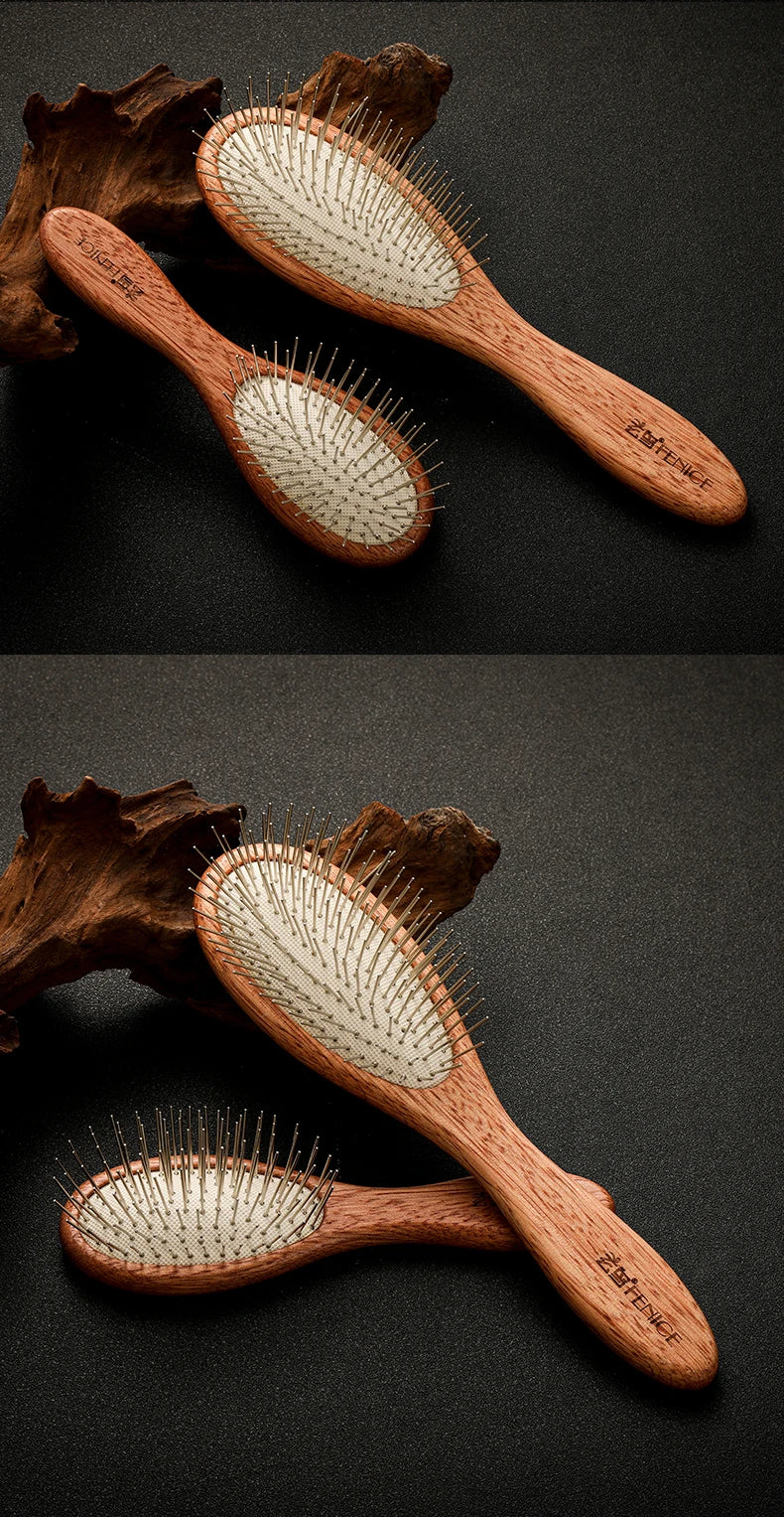 Fenice Wooden Handle Pet Comb – Professional Dog & Cat Grooming Hair Remover Brush