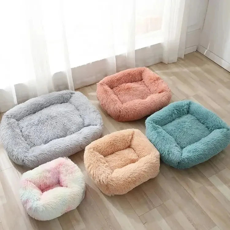 Winter Plush Rectangle Dog Bed – Warm Pet Sofa Mat for Small, Medium & Large Dogs & Cats