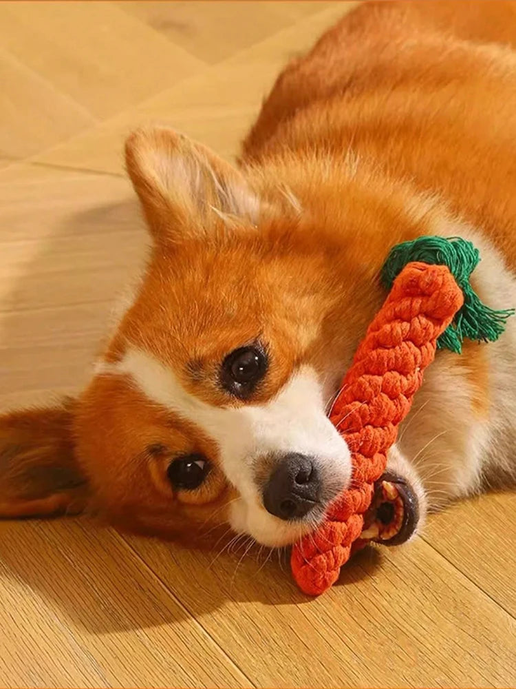 Hand-Woven Cotton Rope Animal Toy – Durable Knot Chew Toy for Small & Medium Dogs