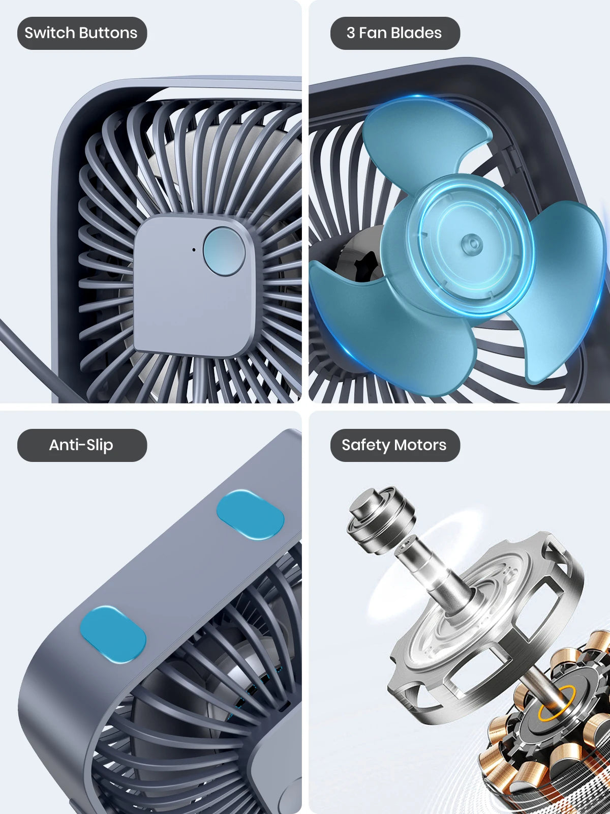 🌬️ TOPK USB Desk Fan – Portable Mini Fan with 3 Speeds | Quiet Cooling Fan for Home, Office, Desktop