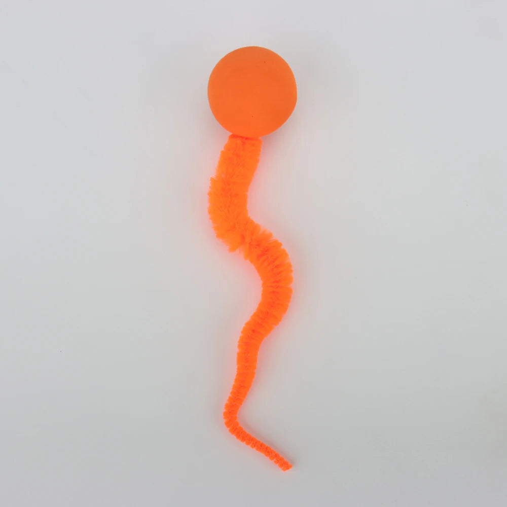 Plush Long Tail Cat Toy – Interactive Ball with Wood Ring for Training