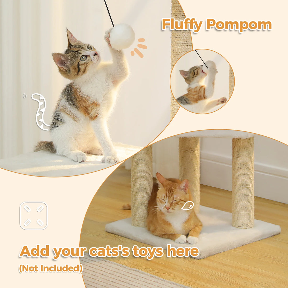 🐾 Cat Tree Tower Condo – Plush Perch, Hammock & Sisal Scratching Posts