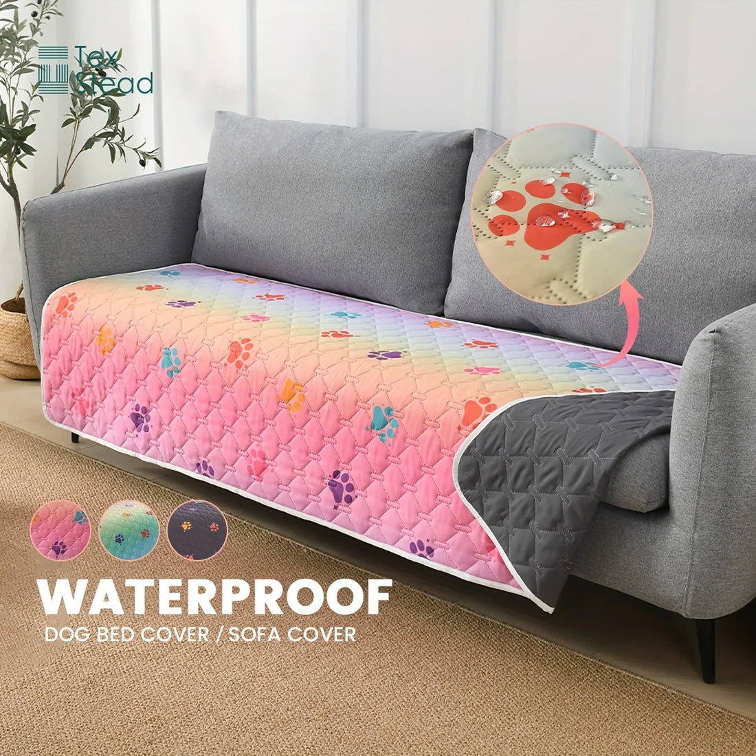 Anti-Leakage Reversible Dog Bed Cover – Washable Paw Print Camping & Changing Pad for Pets & Kids