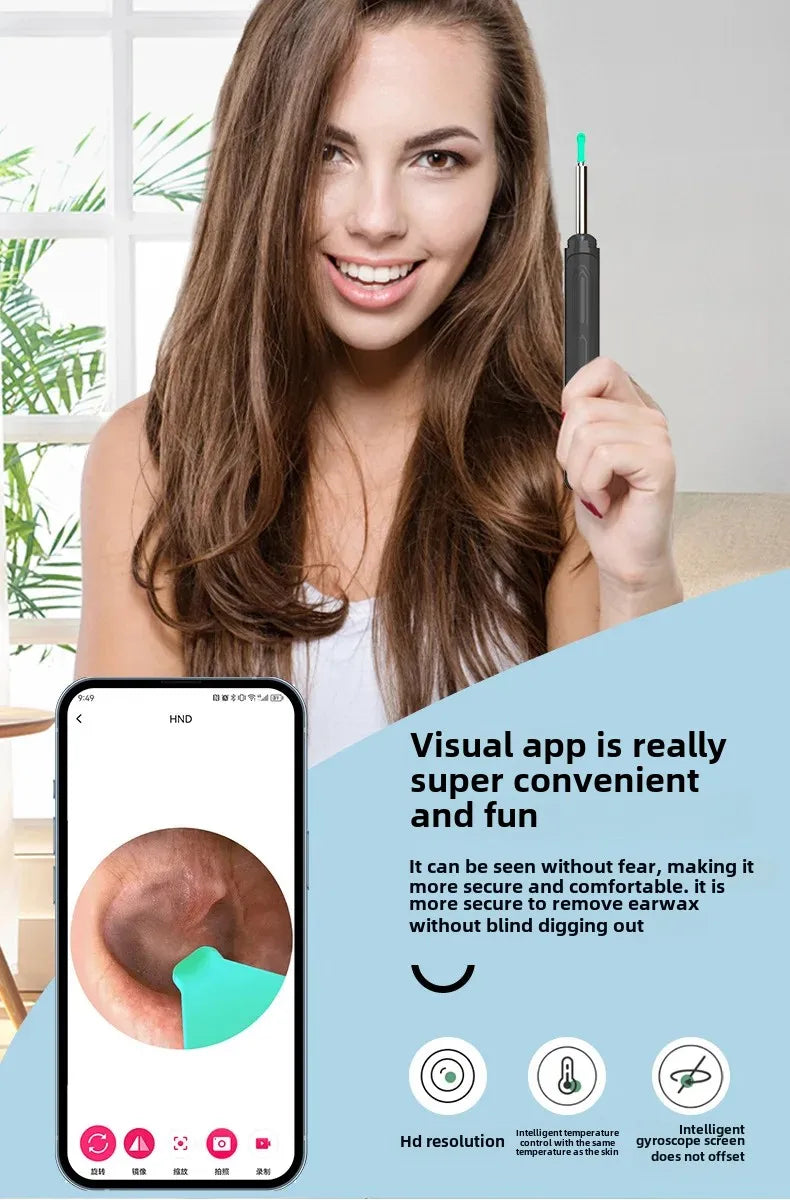 HD Ear Cleaner with Camera – NK3 Otoscope Wax Removal Tool Set with USB-C Charging & Endoscope for Ear Cleaning