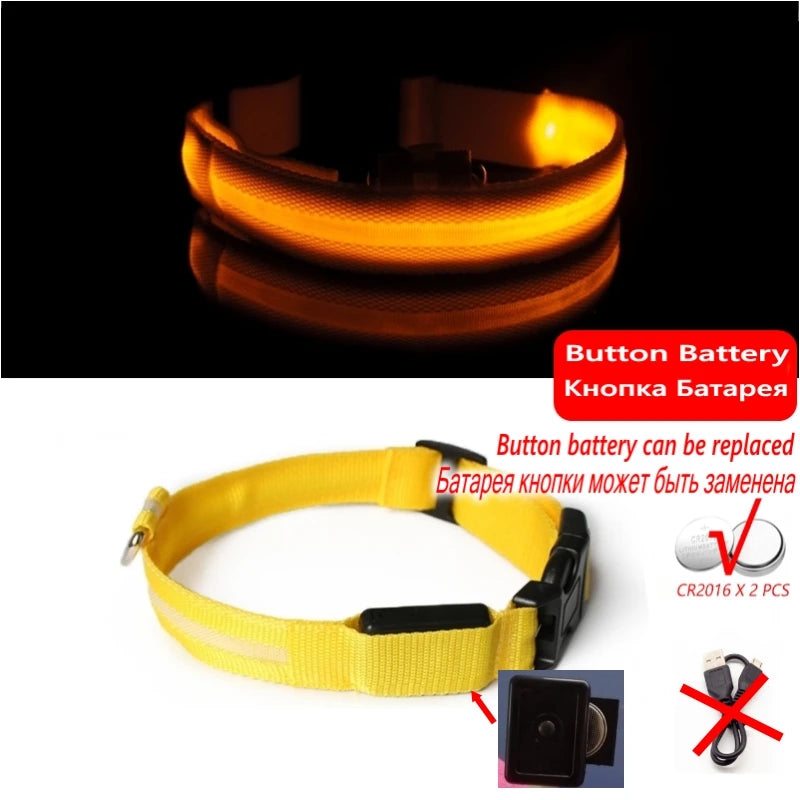 LED Dog Collar Light – USB Rechargeable/Battery Night Safety Glow Collar for Dogs & Puppies, Anti-Lost Pet Accessory