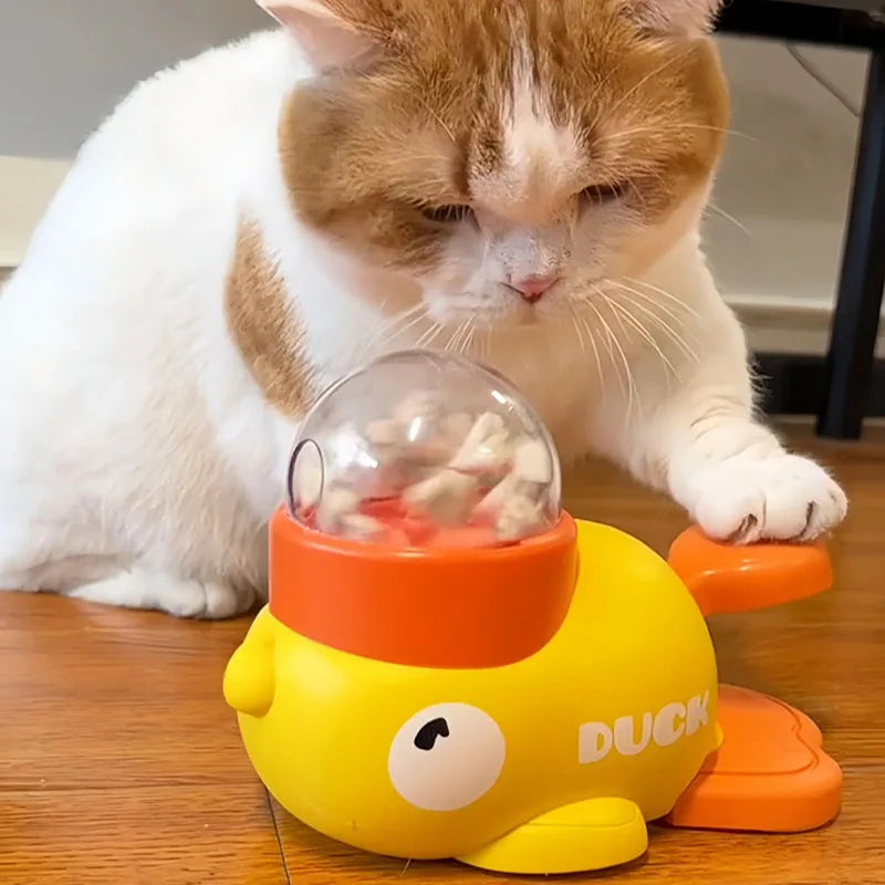 Yellow Duck-Shaped Interactive Treat Dispenser – Slow Feeder & Puzzle Toy for Cats & Dogs