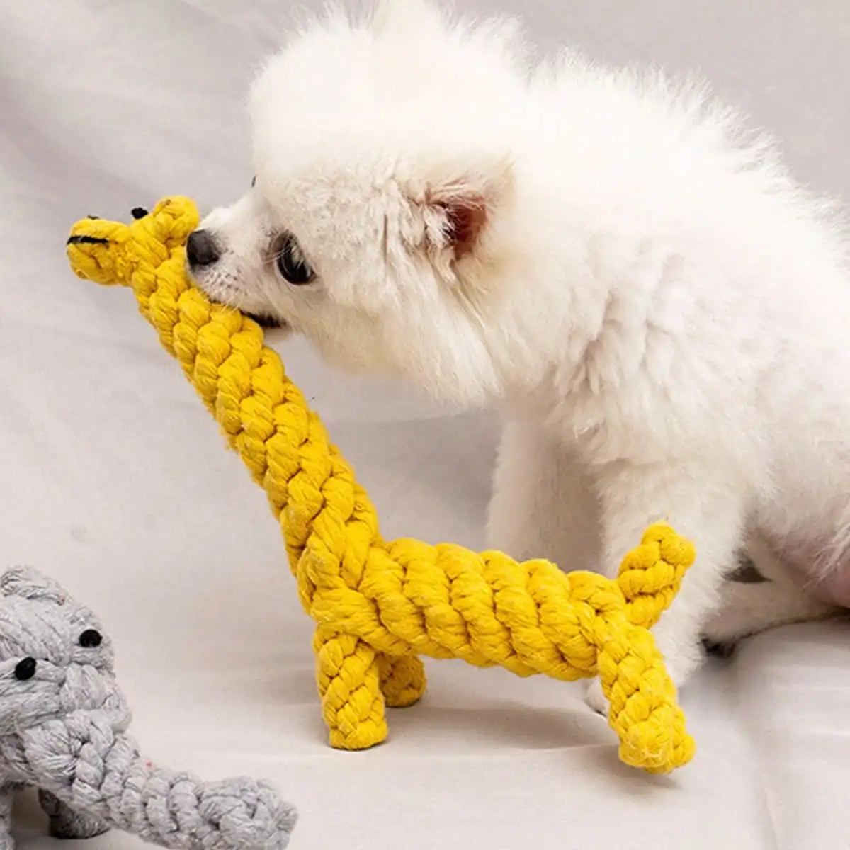 Hand-Woven Cotton Rope Animal Toy – Durable Knot Chew Toy for Small & Medium Dogs