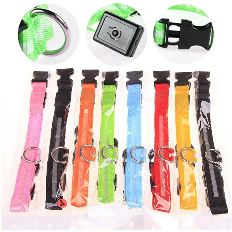 USB Rechargeable LED Glowing Pet Collar – Adjustable Night Light Safety Collar for Dogs & Cats