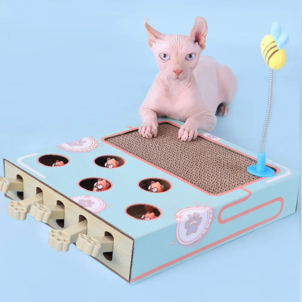 Whack-a-Mole Cat Toy – Interactive Scratching Board & Claw Grinder