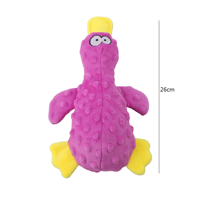 Plush Duck Squeaky Dog Toy – Chew Rope Toy for Teeth Cleaning & Play