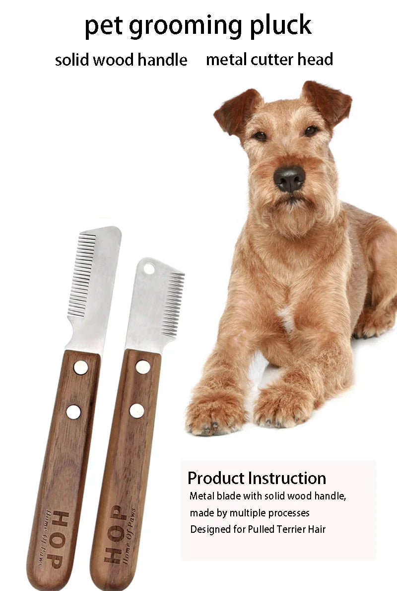 Professional Stainless Steel Dog Comb with Wooden Handle – Stripping Knife Grooming Tool for Dogs & Cats