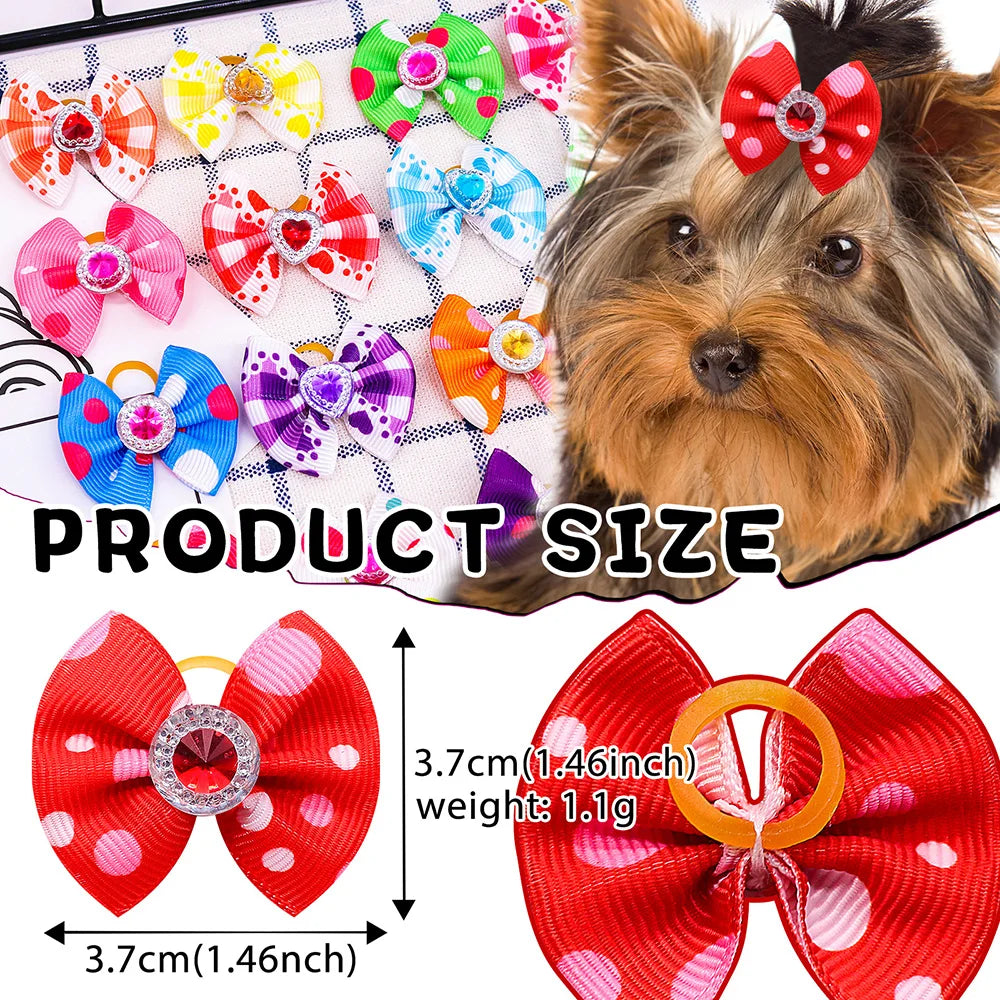 Dog Hair Bows 🎀 20pcs Summer Diamond Grooming Acce