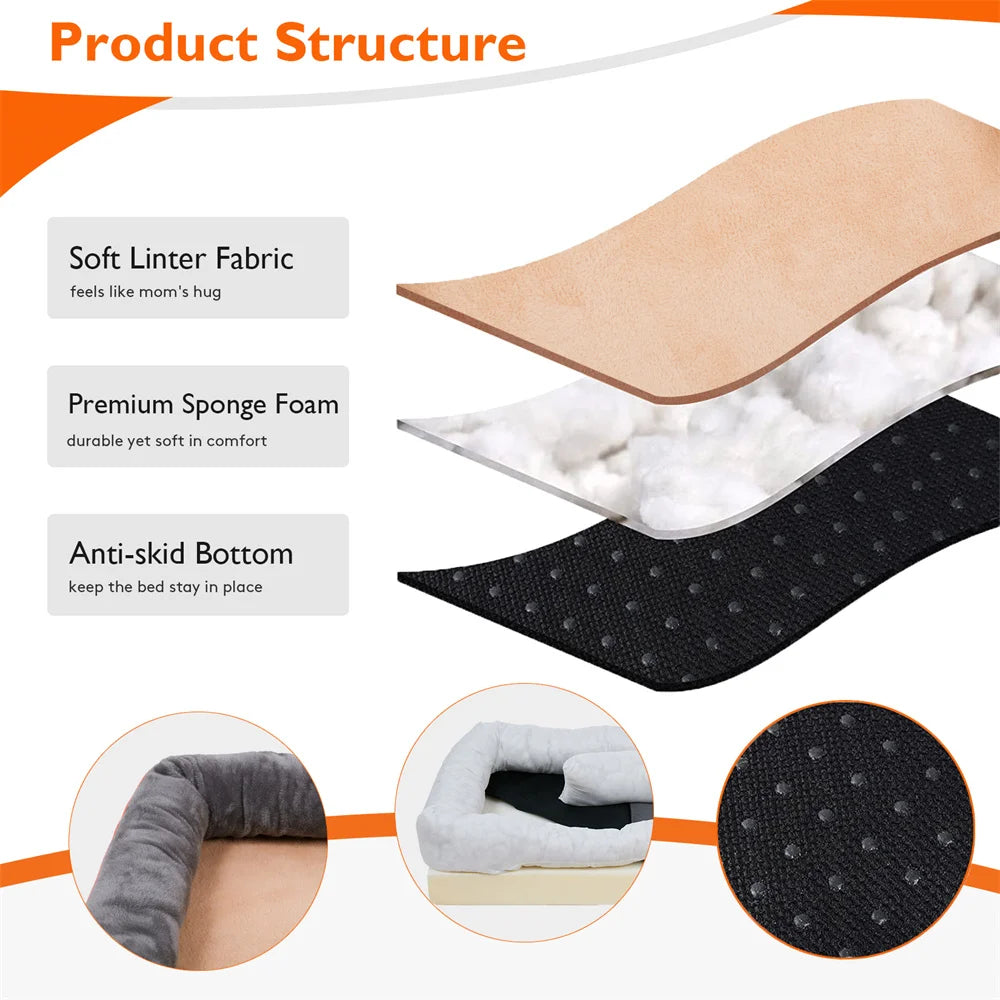 Jumbo Orthopedic Dog Bed with Memory Foam – Waterproof Pet Sofa Couch with Removable Cover & Bolsters