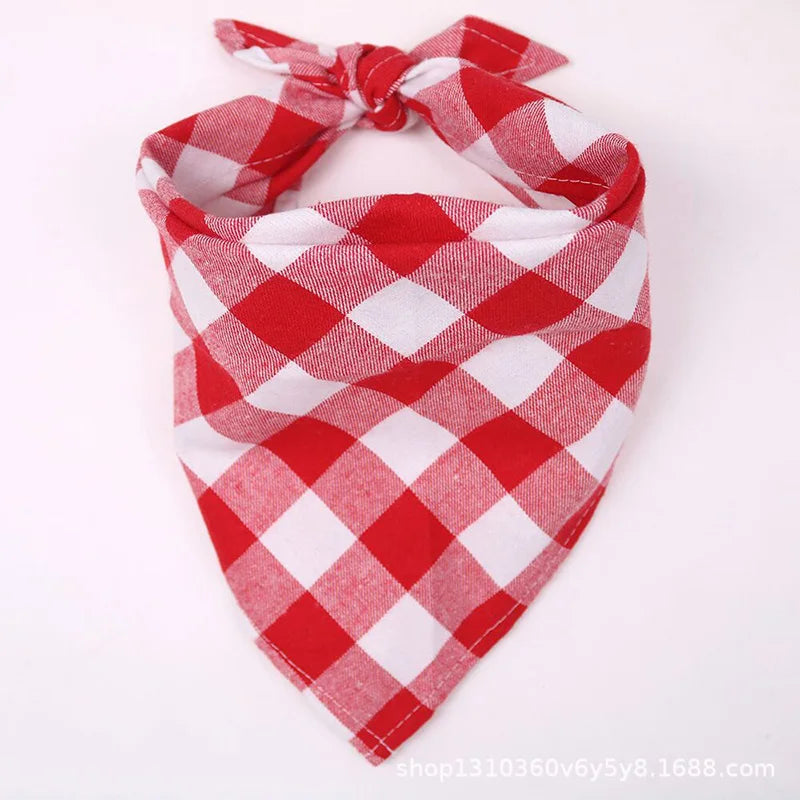 Classic Plaid Pet Bandana – Red & Black Neckerchief for Dogs & Cats