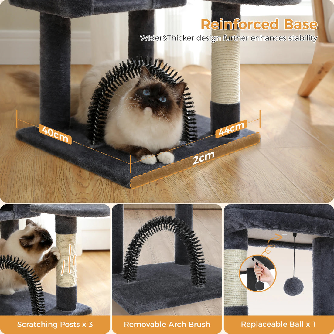🐾 Cat Tree Tower Condo – Plush Perch, Hammock & Sisal Scratching Posts