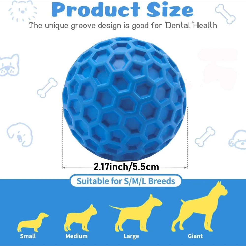 2pc Indestructible Squeaky Dog Balls – Natural Rubber Teething Chew Toys for Aggressive Chewers