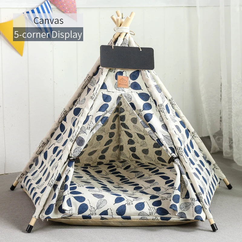 Pet Teepee Tent with Cushion – Washable Portable Indoor Dog & Cat House with Blackboard