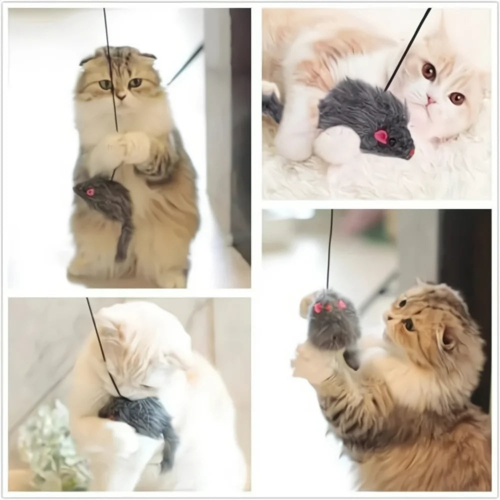 🐭 Simulation Mouse Door Hanging Toy – Retractable Cat Interactive Rope Toy