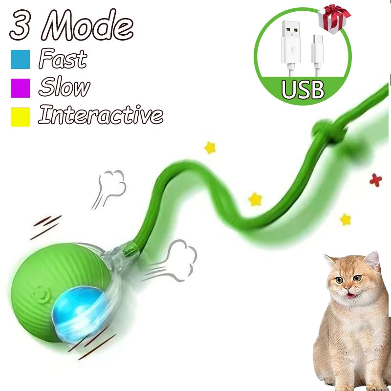 Infrared Interactive Cat Ball Toy – Rechargeable Rolling Tail Toy Imitating Mouse