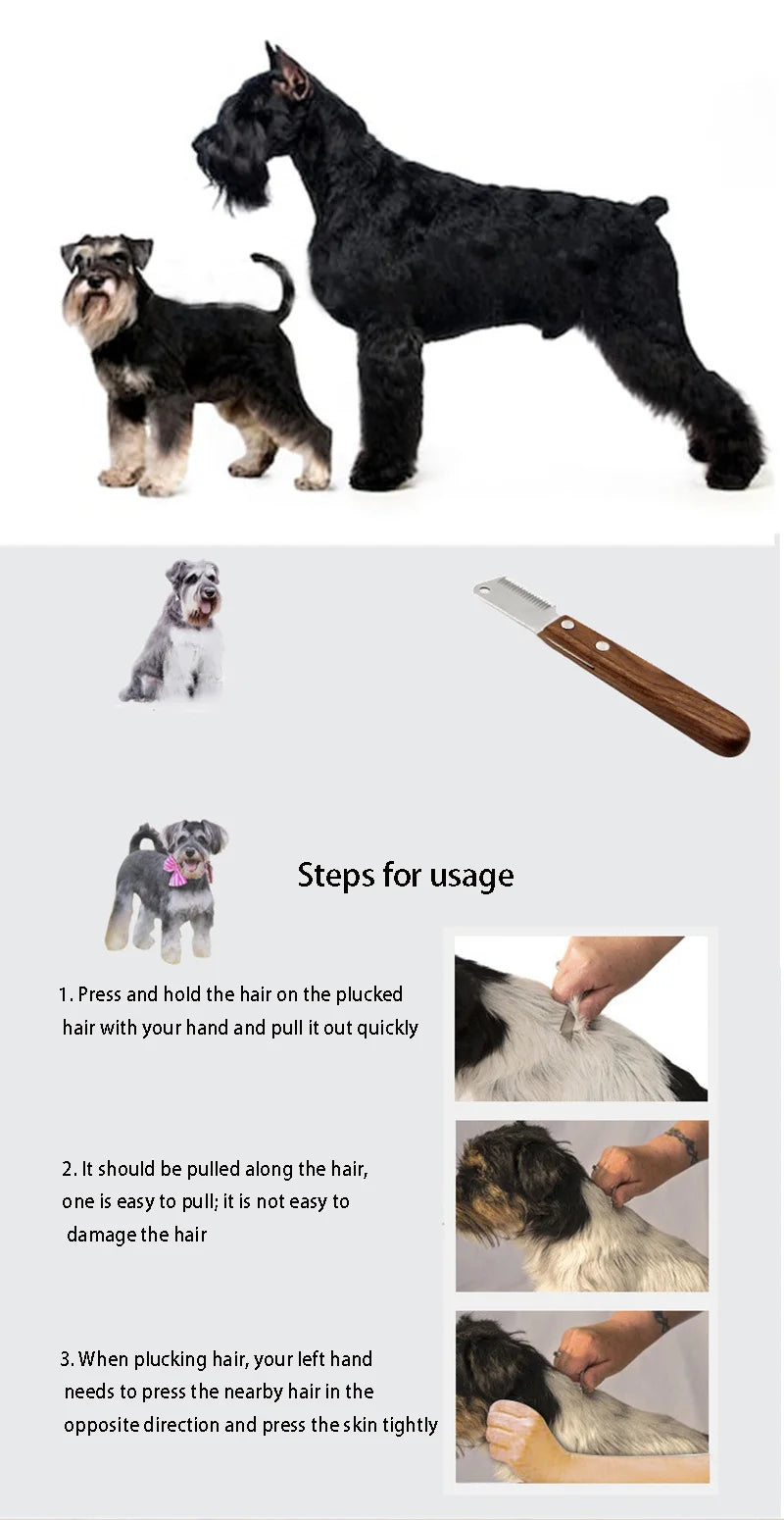 Professional Stainless Steel Dog Comb with Wooden Handle – Stripping Knife Grooming Tool for Dogs & Cats