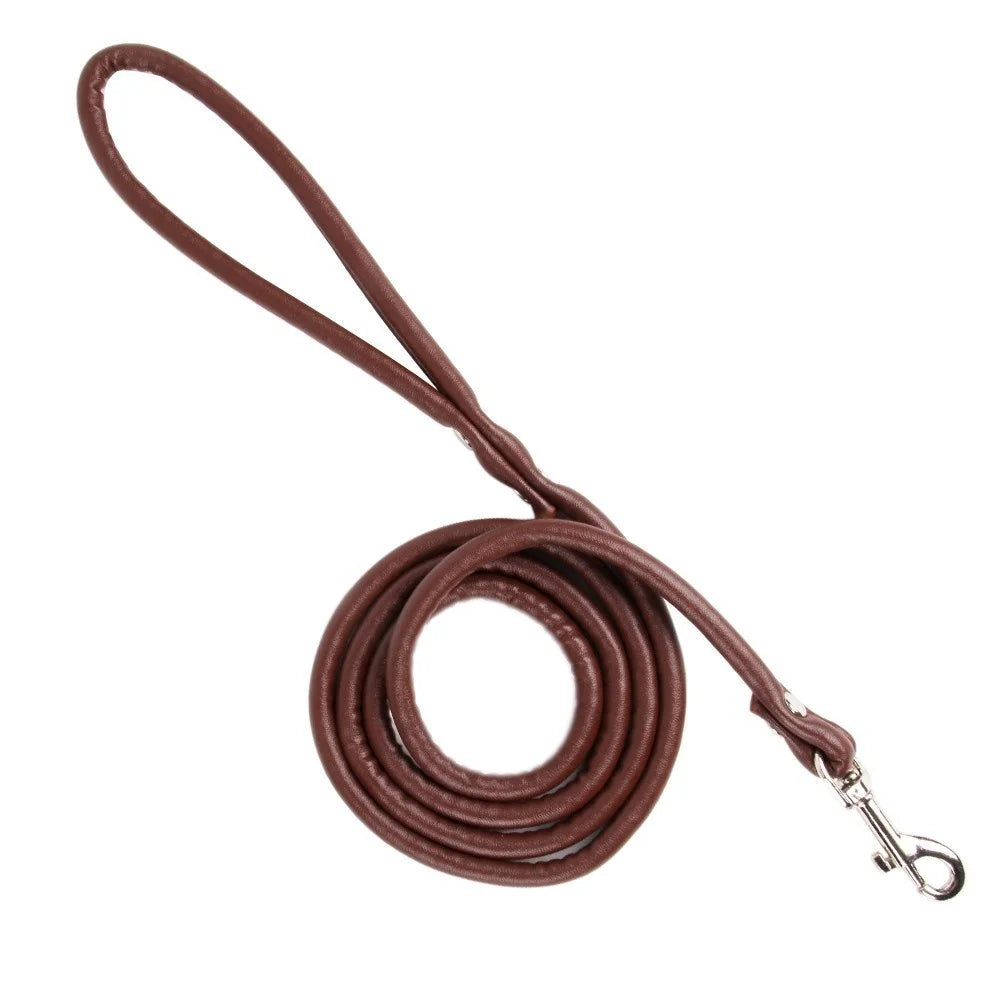 Soft PU Leather Dog Leash – 120cm Smooth Lead for Small Dogs & Puppies