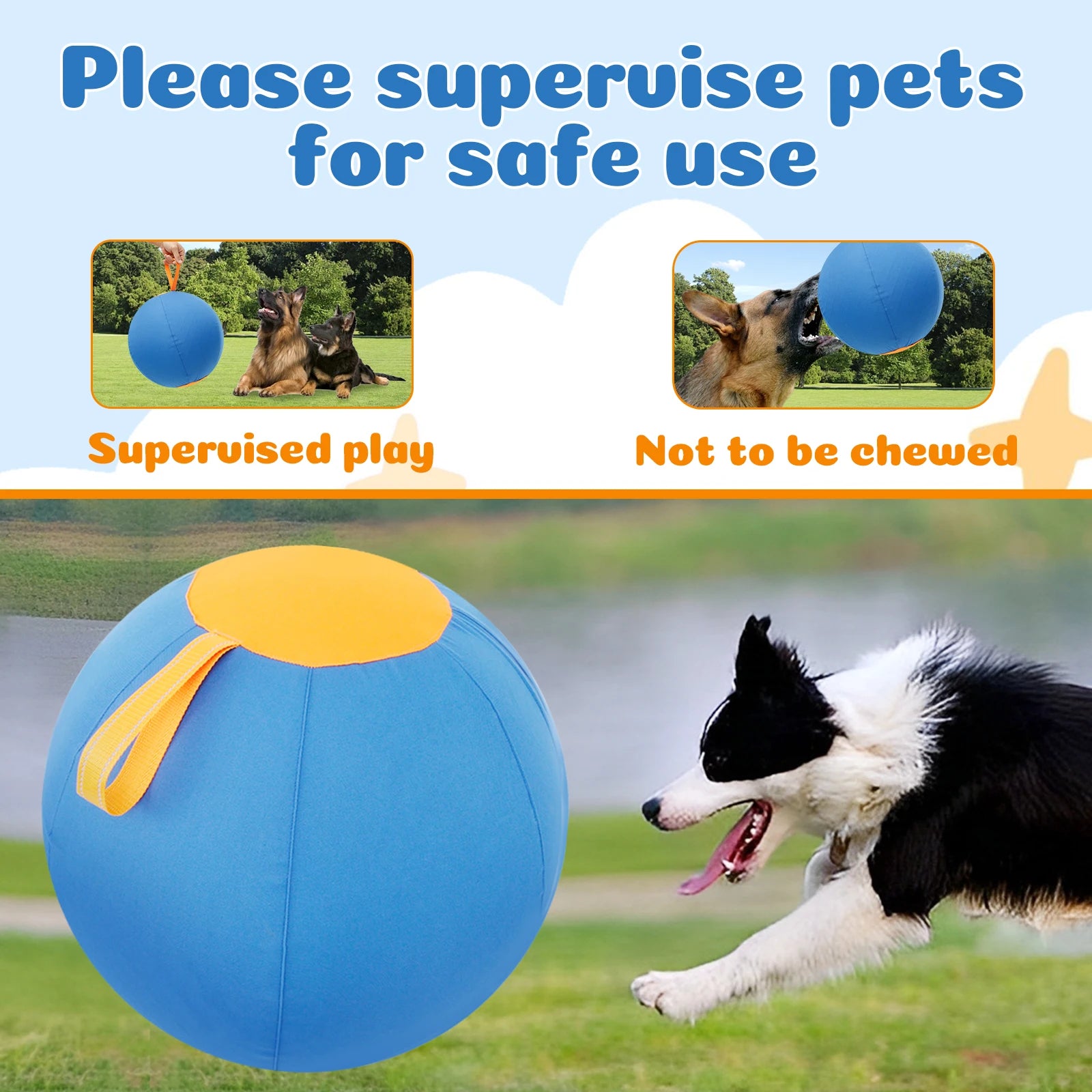Durable Inflatable Herding Ball for Dogs – Outdoor Interactive Self-Play Training Toy for Active