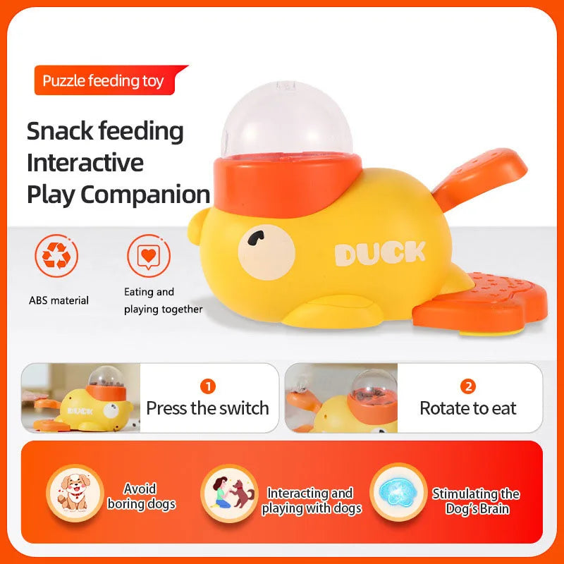 Yellow Duck-Shaped Interactive Treat Dispenser – Slow Feeder & Puzzle Toy for Cats & Dogs