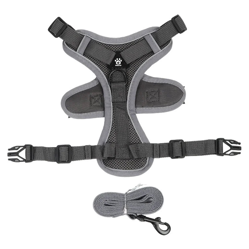🐾 No Pull Dog Harness & Leash Set – Adjustable Reflective Vest for Small Dogs & Cats
