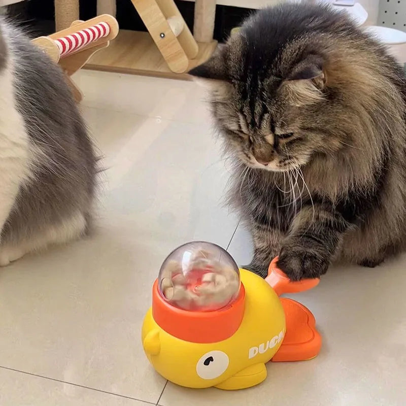 Yellow Duck-Shaped Interactive Treat Dispenser – Slow Feeder & Puzzle Toy for Cats & Dogs