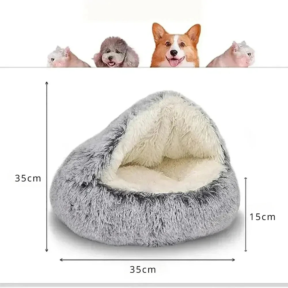 Soft Plush Round Cat Bed – Warm, Cozy Winter Nest for Cats & Small Dogs
