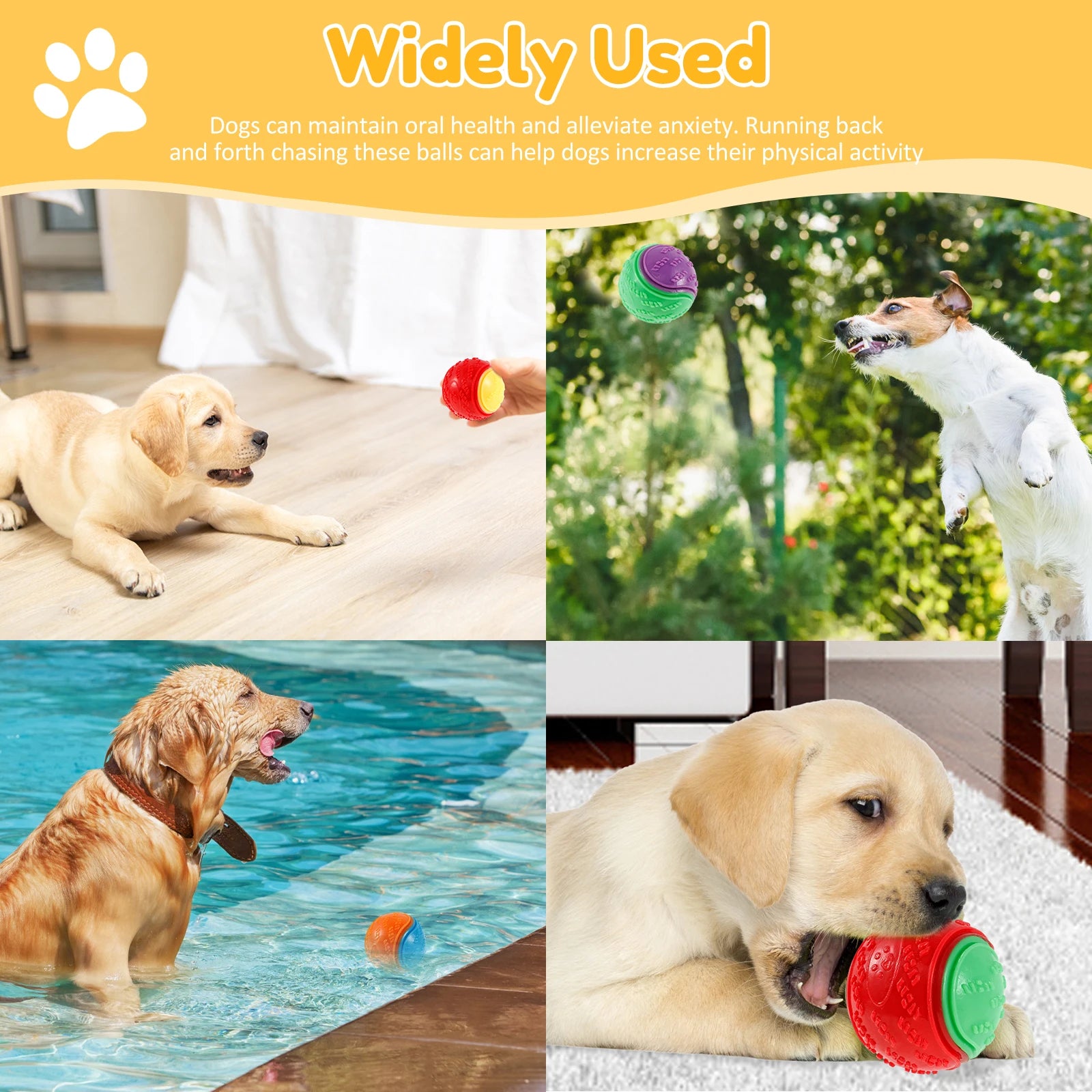 6PCS Squeaky Dog Balls – Interactive TPR Chew Toys for Dogs, Bite-Resistant & Teeth Cleaning Pet Toys