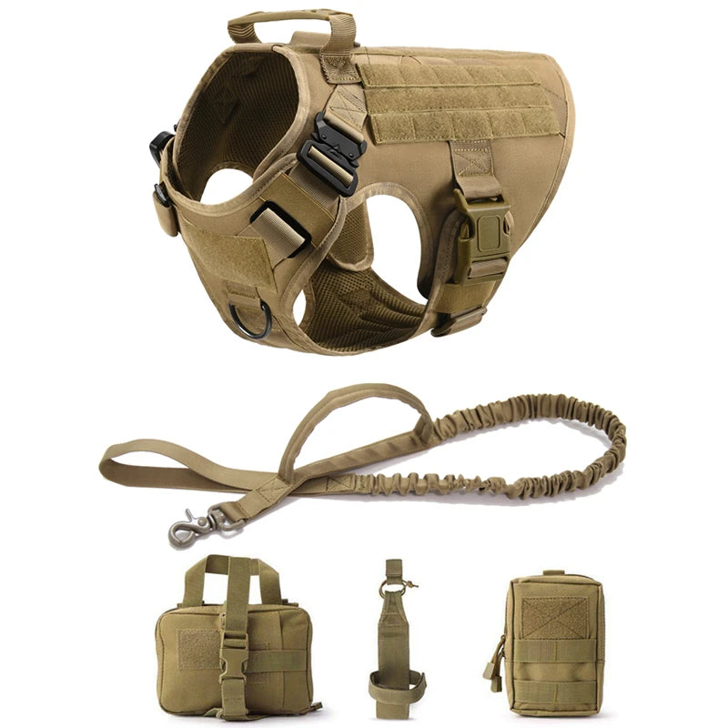 🐾 Tactical Military Dog Harness & Leash Set – All Breeds Training Vest for Outdoor Adventures