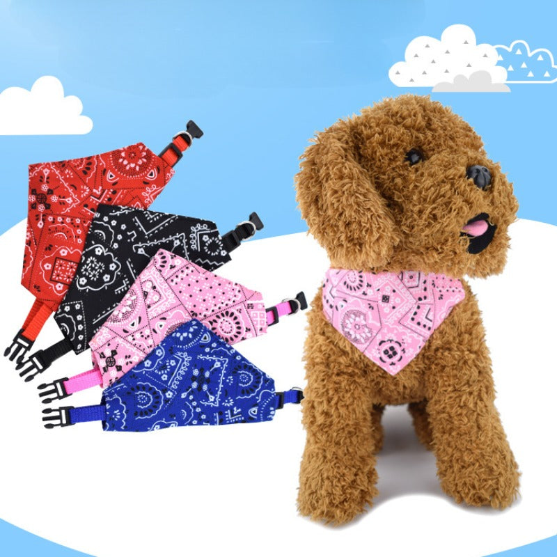 Adjustable Pet Triangle Scarf – Printed Dog & Cat Saliva Towel Neckerchief for Puppies & Kittens