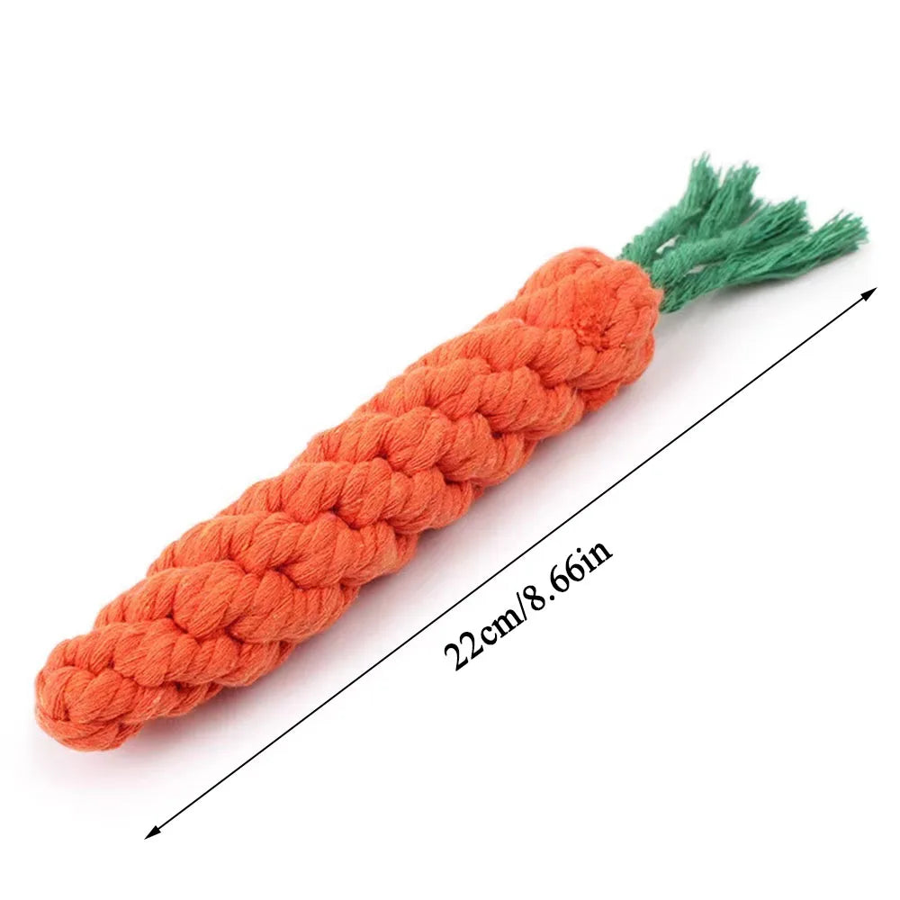 Carrot Dog Rope Toy – Durable Cotton Chew Toy for Puppies & Dogs, Teeth Cleaning Molar Toy
