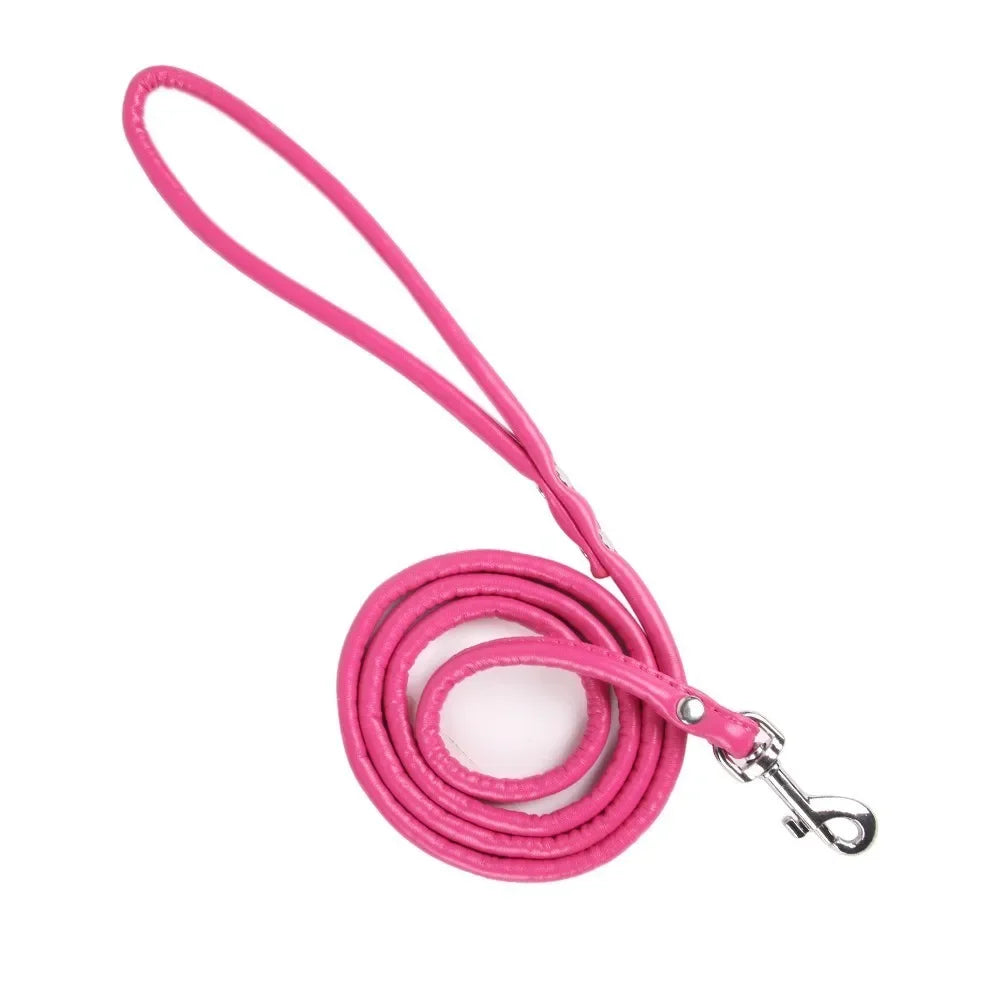 Soft PU Leather Dog Leash – 120cm Smooth Lead for Small Dogs & Puppies