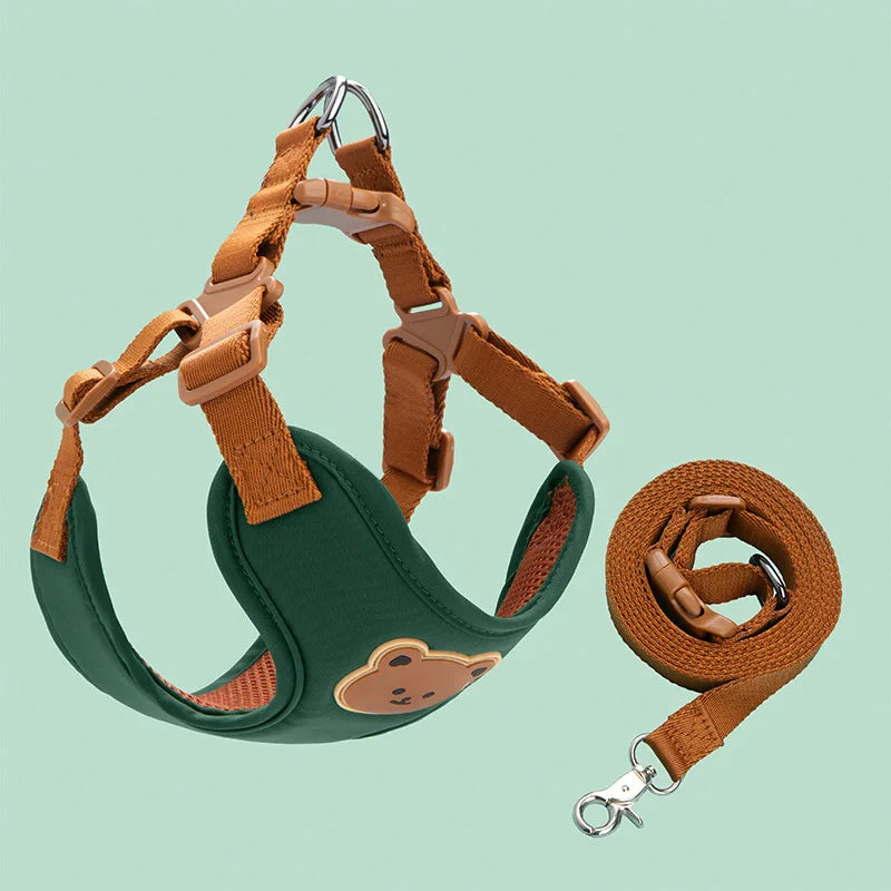 🐾 Breathable Pet Dog Harness & Leash Set – For Small & Medium Dogs & Cats