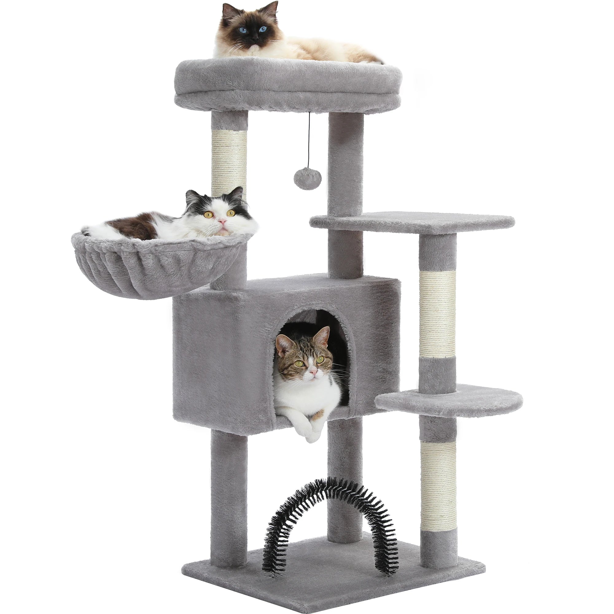 🐾 Cat Tree Tower Condo – Plush Perch, Hammock & Sisal Scratching Posts