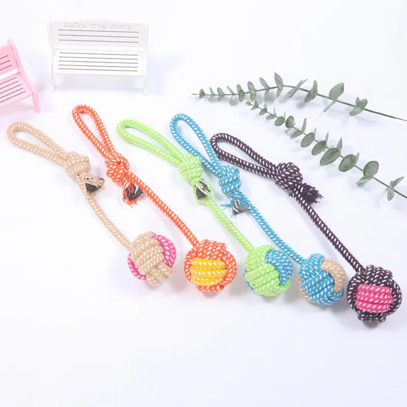 Mini Cotton Rope Dog Ball – Interactive Chew & Toothbrush Toy for Puppies