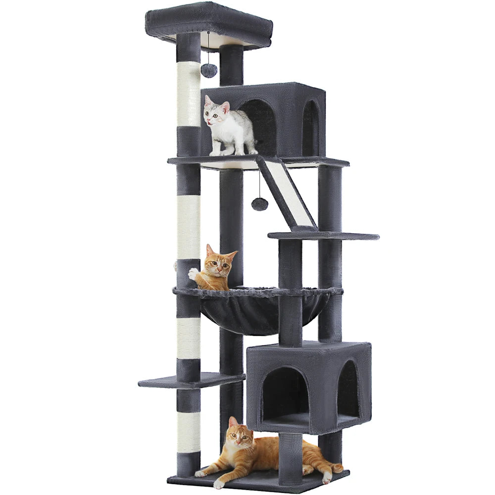 🛋️ 180cm Large Cat Tree Tower – Multi-Level Indoor Cat Furniture with Hammock, Sisal Scratching Posts & Cozy Perches