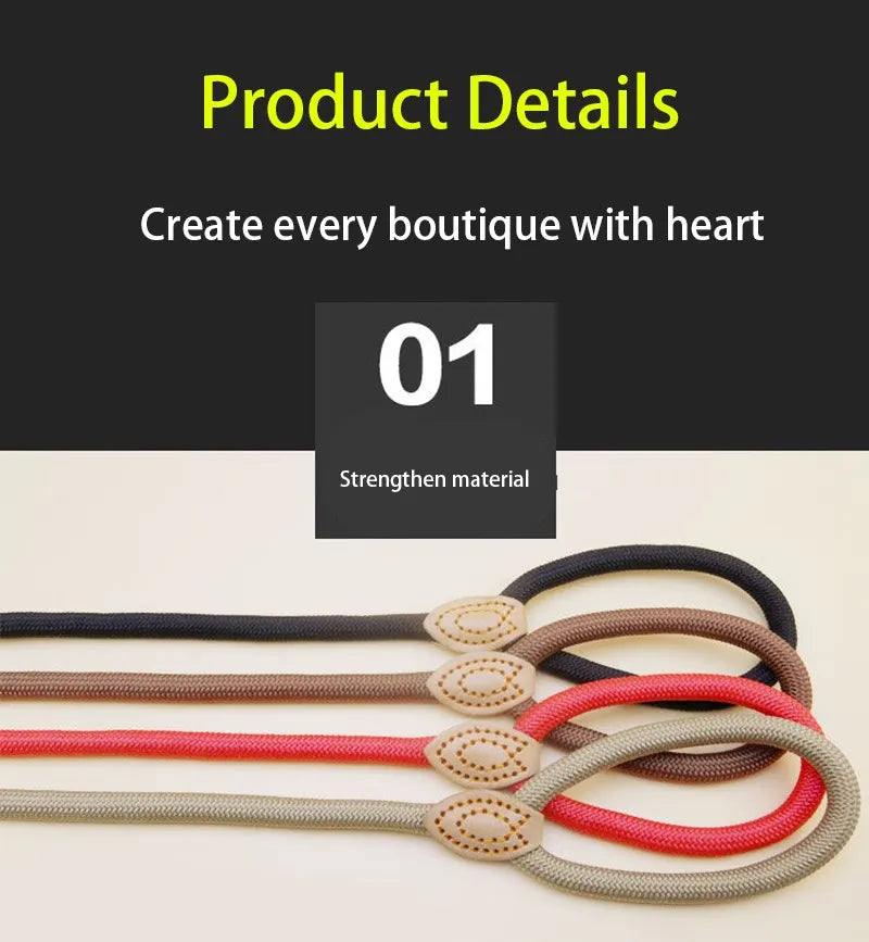 Heavy Duty Slip Rope Dog Leash – Braided Adjustable Training Lead with Loop Collar for Medium & Large Dogs