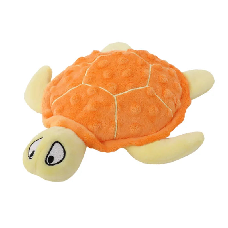 Turtle Plush Squeaky Dog Toy – No Stuffing, Crinkle & Chew 🐢🐶