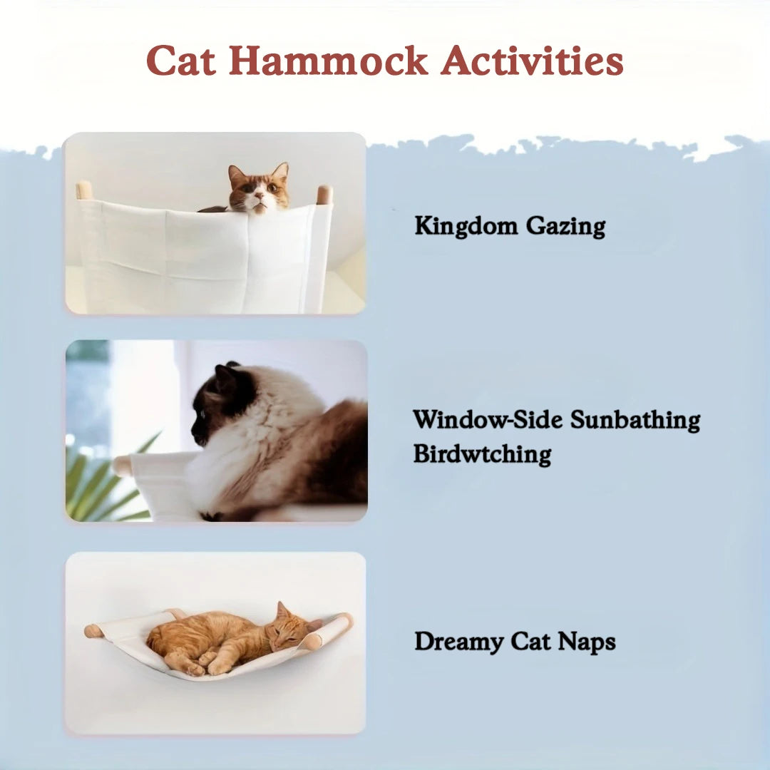 🐾 Wall-Mounted Cat Hammock with Steps – Cozy, Space-Saving Cat Shelf