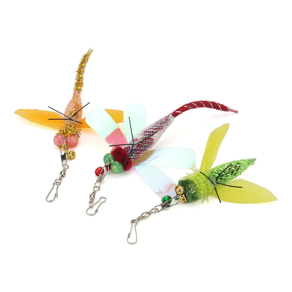 5pcs Simulation Insect & Goldfish Cat Teaser Sticks – Long Tail Training Pet Toy
