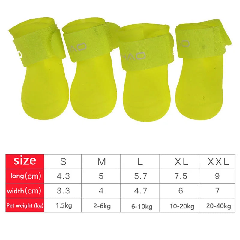 4Pcs Waterproof Dog Rain Shoes – Anti-Slip Rubber Boots for Small, Medium & Large Dogs