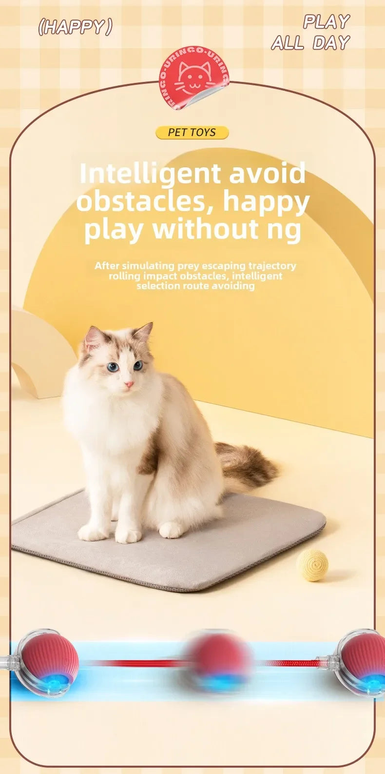 Smart Rolling Ball Toy – Rechargeable Interactive Toy for Cats & Dogs