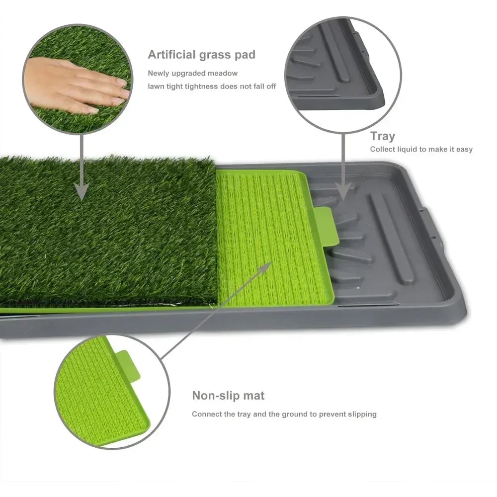 Artificial Grass Dog Potty Pad – Large Removable Pet Toilet with Anti-Splash Tray for Indoor Puppy Training