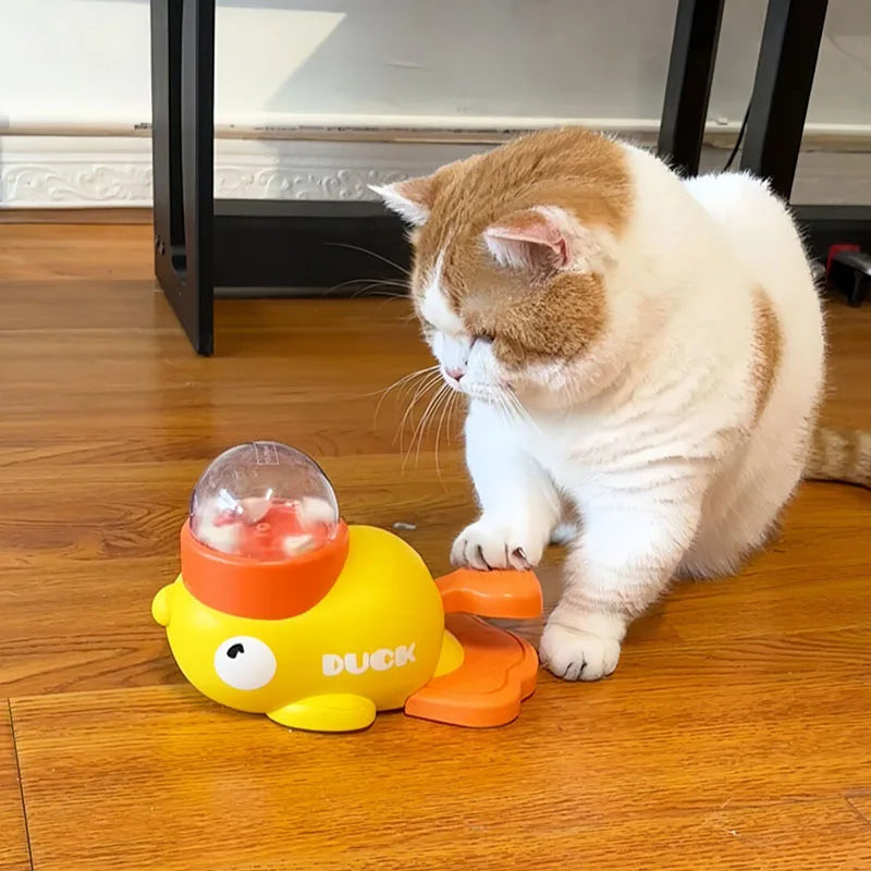 Yellow Duck-Shaped Interactive Treat Dispenser – Slow Feeder & Puzzle Toy for Cats & Dogs