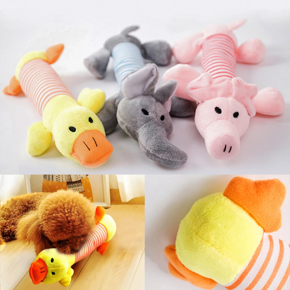 Plush Squeaky Elephant, Duck & Pig Dog Toys – Soft Chew Toys for Dogs & Cats, Durable Funny Molar Fleece Toys for All Pets