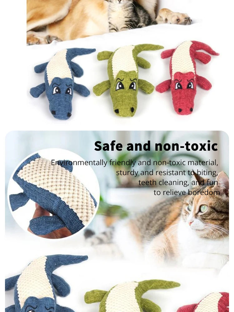 Interactive Plush Alligator Dog Chew Toy with Sound – Cartoon Animal