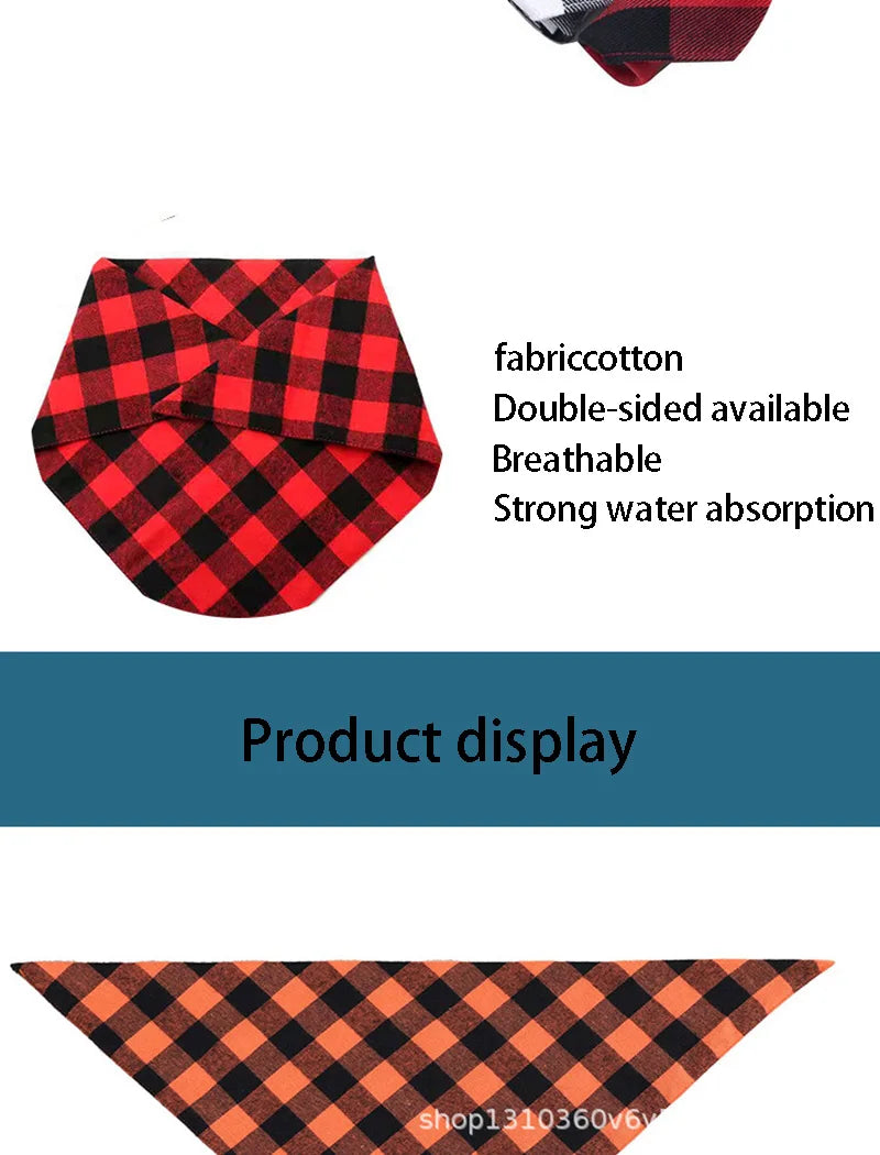 Classic Plaid Pet Bandana – Red & Black Neckerchief for Dogs & Cats